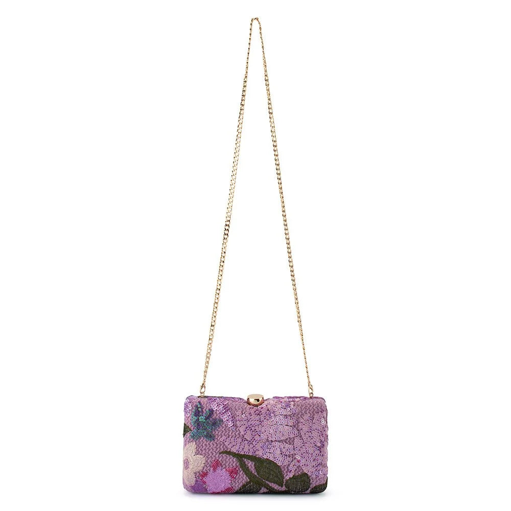 Greta Floral Clutch- Lilac