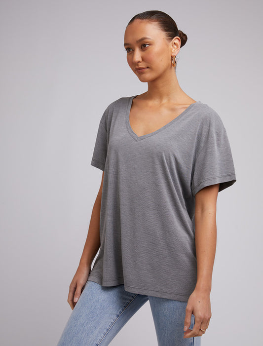 Harper Vee Tee - Grey Marle