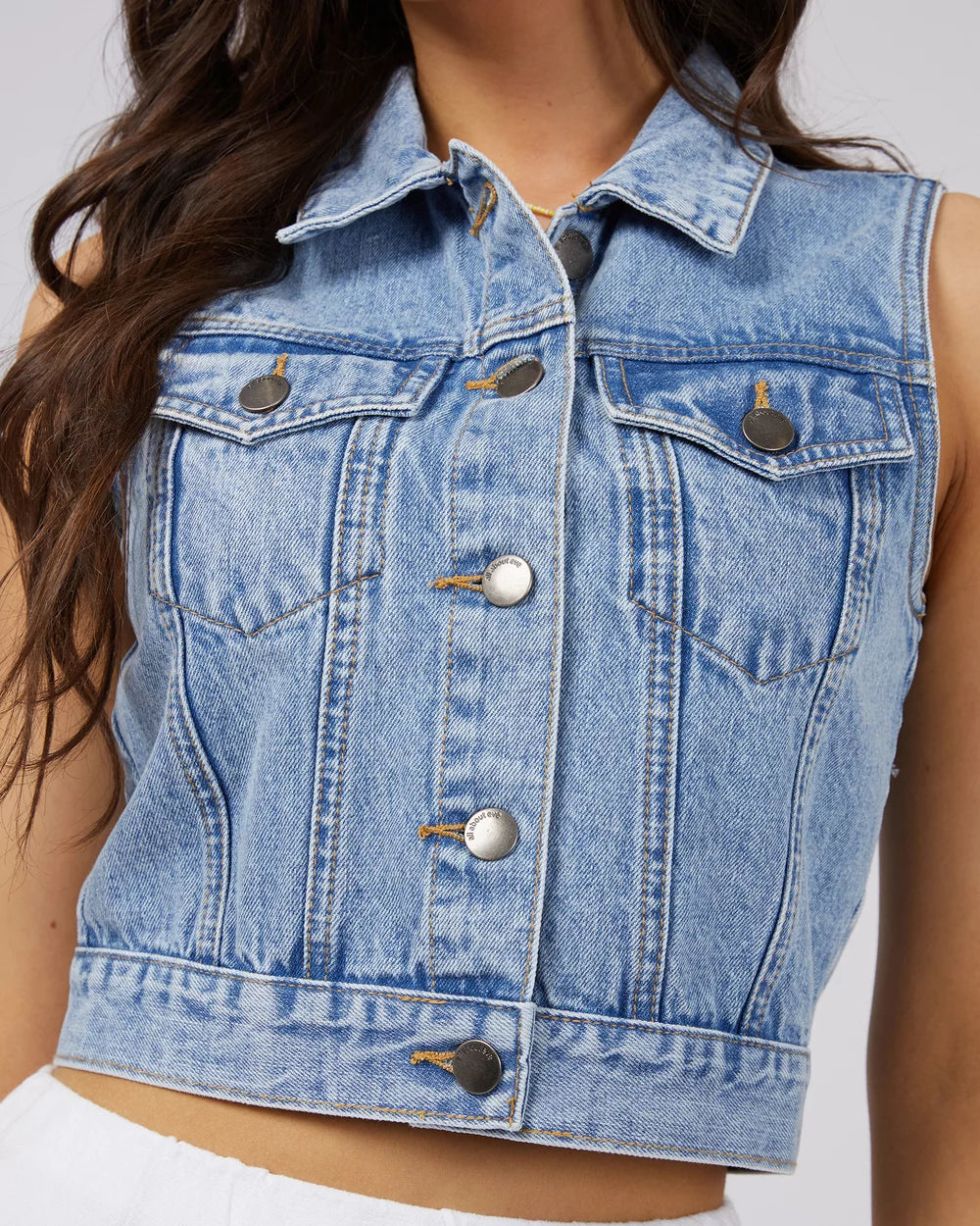 Harper Denim Vest - Light Blue