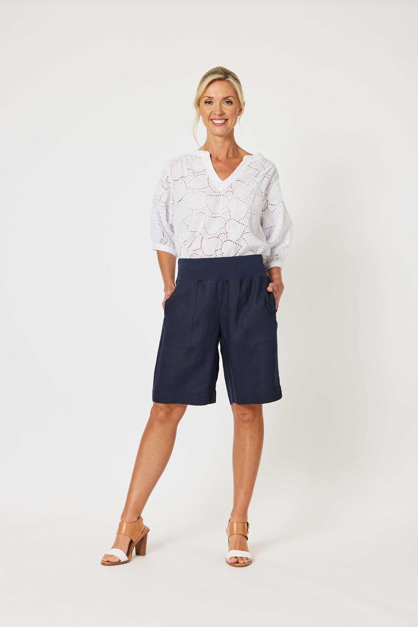 Jersey Waist Shorts  - Navy