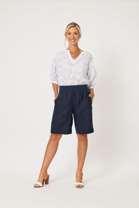 Jersey Waist Shorts  - Navy