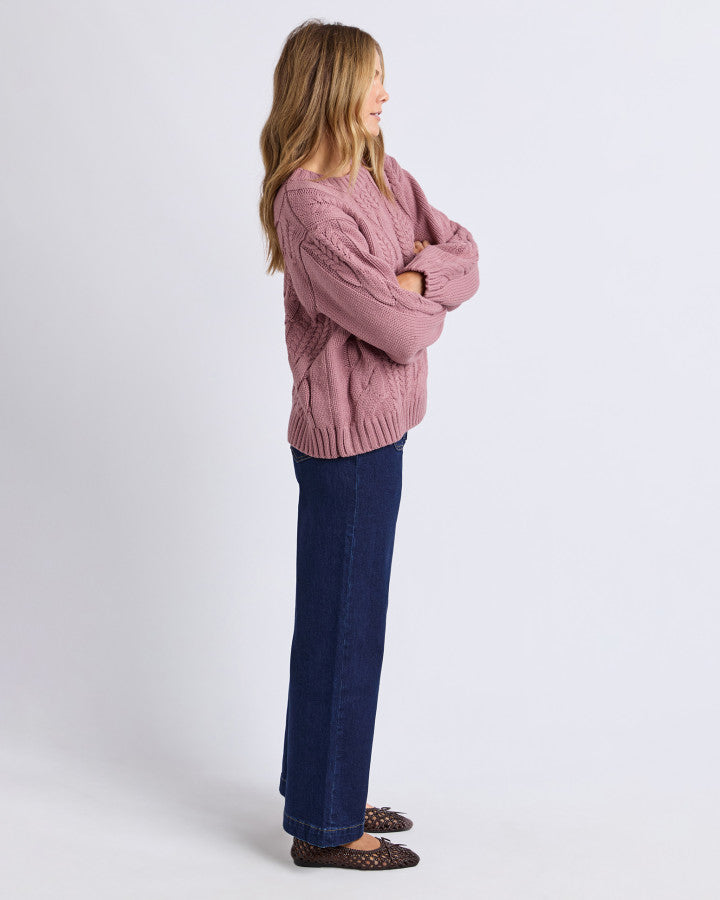 Josie Knit Crew - Deep Rose