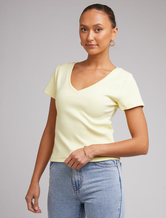 Lily V-Neck Tee - Lemon