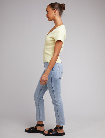 Lily V-Neck Tee - Lemon