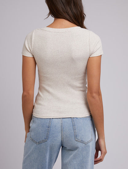 Lily V-Neck Tee - Oat