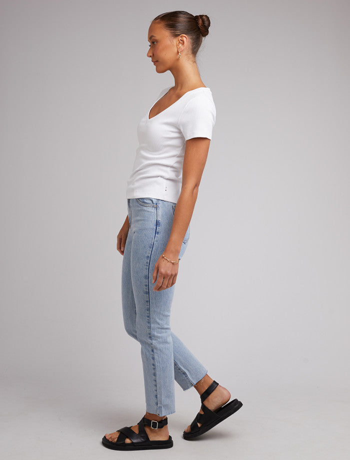 Lily V-Neck Tee - White
