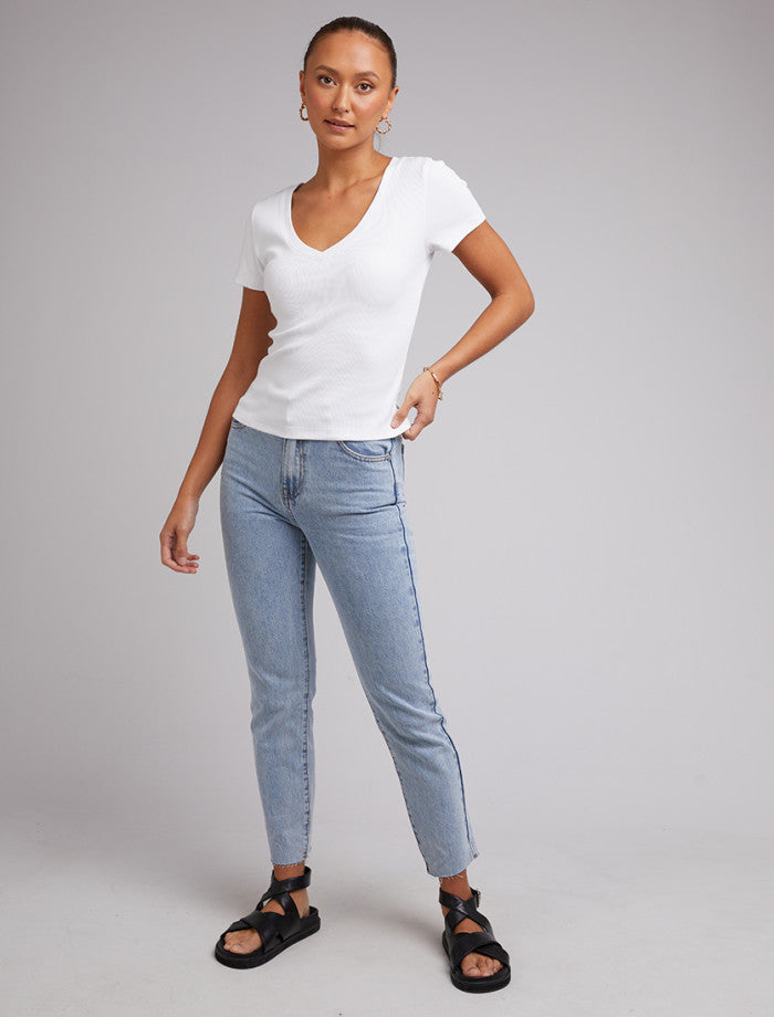 Lily V-Neck Tee - White