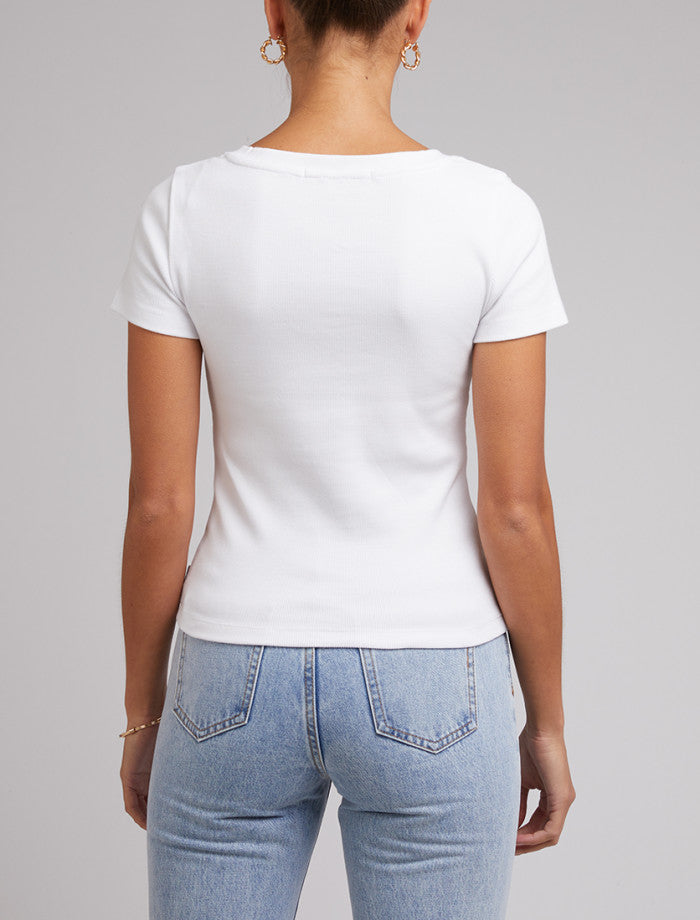 Lily V-Neck Tee - White
