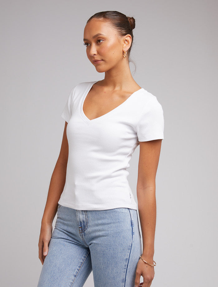 Lily V-Neck Tee - White