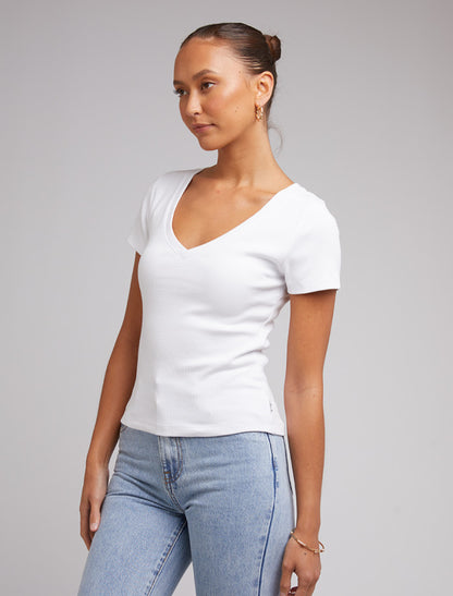 Lily V-Neck Tee - White