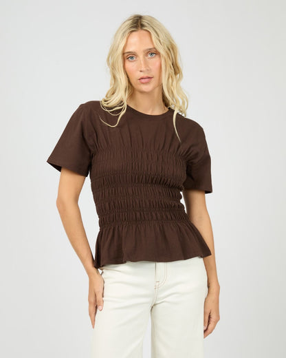 Lipa Ruched Top - Brown