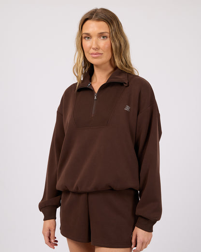 Luxe Active 1/4 Zip- Brown