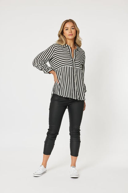 Tina Stripe Shirt - Black & White