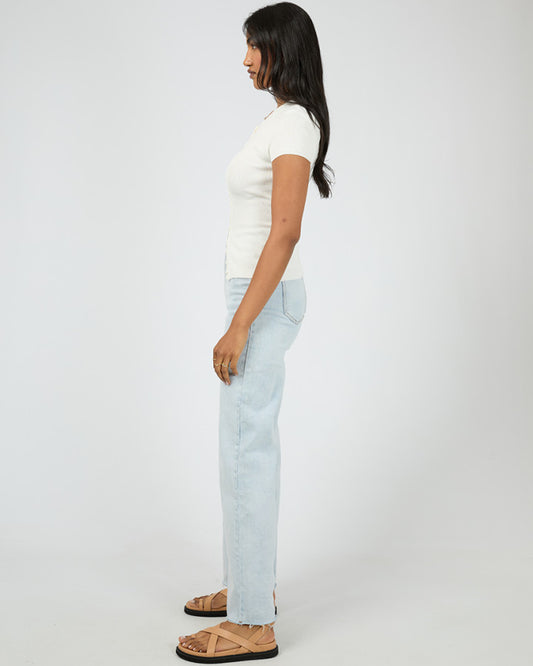 Olive Knit Top - White