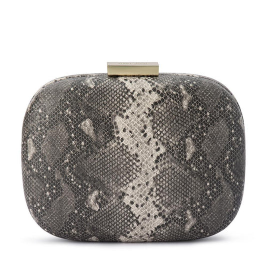 Payton Snake Print Clutch - Grey