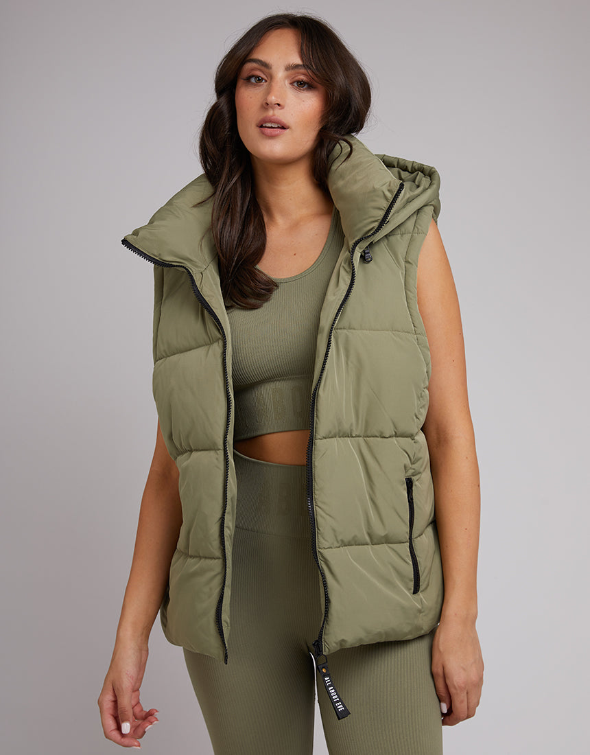 Remi Luxe Puffer Vest - Khaki