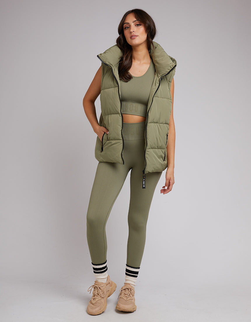Remi Luxe Puffer Vest - Khaki