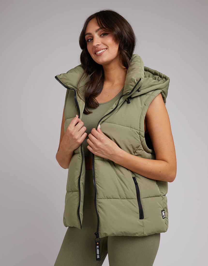 Remi Luxe Puffer Vest - Khaki