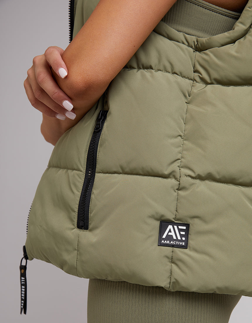 Remi Luxe Puffer Vest - Khaki