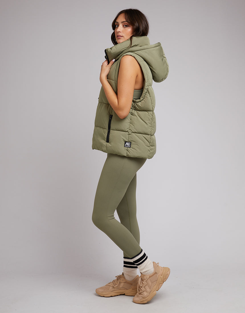 Remi Luxe Puffer Vest - Khaki