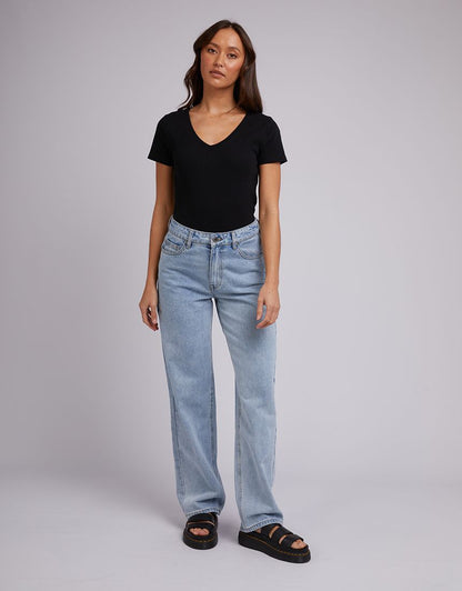 Lily V-Neck Tee - Black