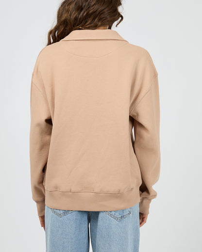 Silent Luxe 1/4 Zip Crew - Taupe