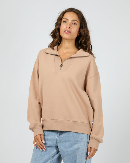 Silent Luxe 1/4 Zip Crew - Taupe