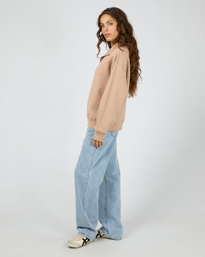 Silent Luxe 1/4 Zip Crew - Taupe