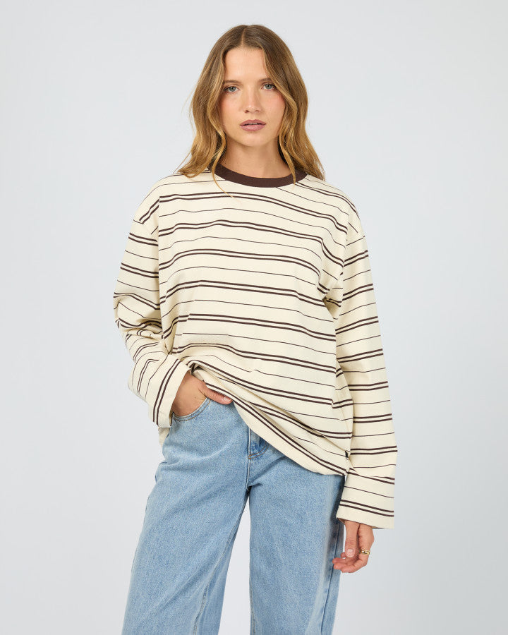 Stripe Long Sleeve Tee- Choc