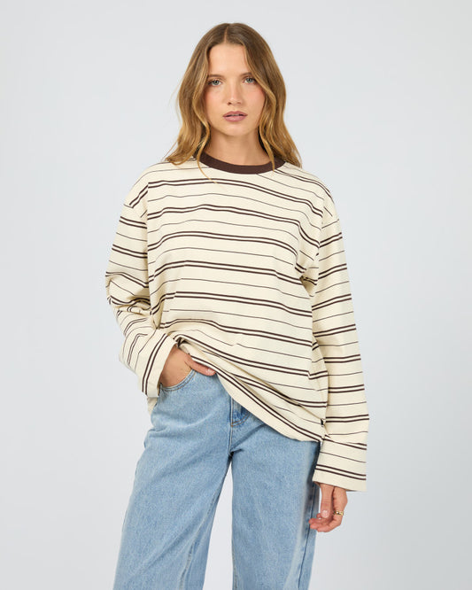 Stripe Long Sleeve Tee- Choc