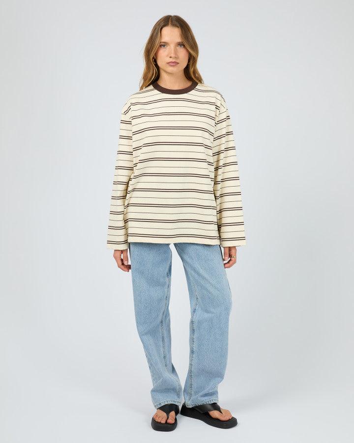 Stripe Long Sleeve Tee- Choc