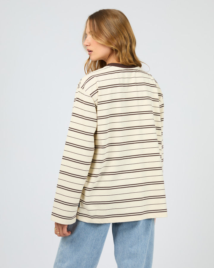Stripe Long Sleeve Tee- Choc