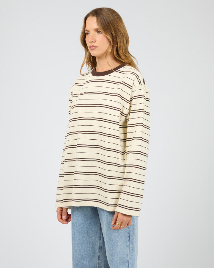 Stripe Long Sleeve Tee- Choc