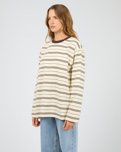 Stripe Long Sleeve Tee- Choc