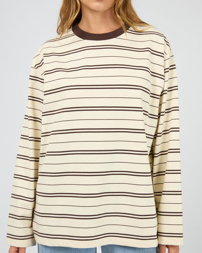 Stripe Long Sleeve Tee- Choc