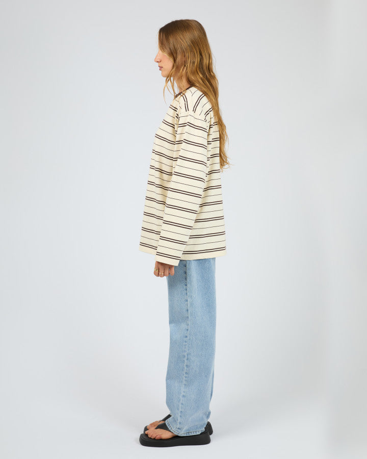 Stripe Long Sleeve Tee- Choc