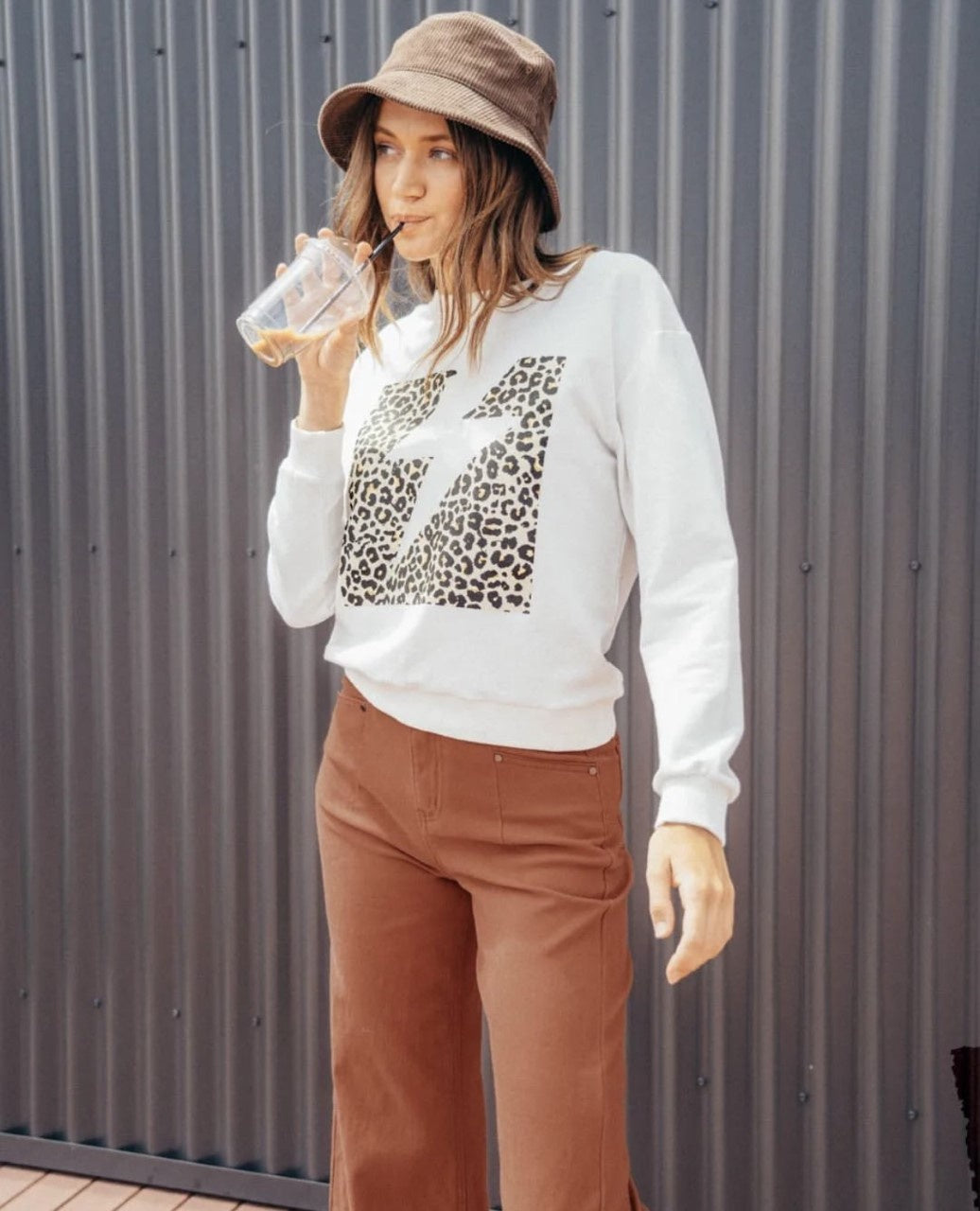Animal Lightning Sweater - White