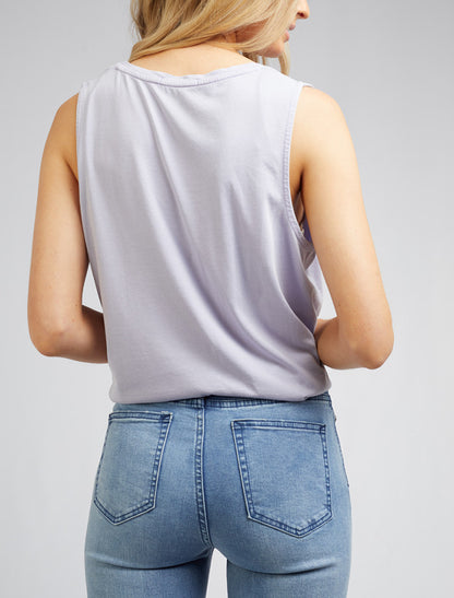 V Neck Tie Tank - Purple