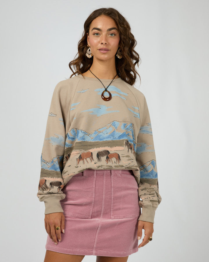 Wild Horses Box Raglan Crew