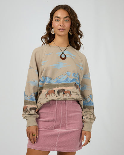 Wild Horses Box Raglan Crew