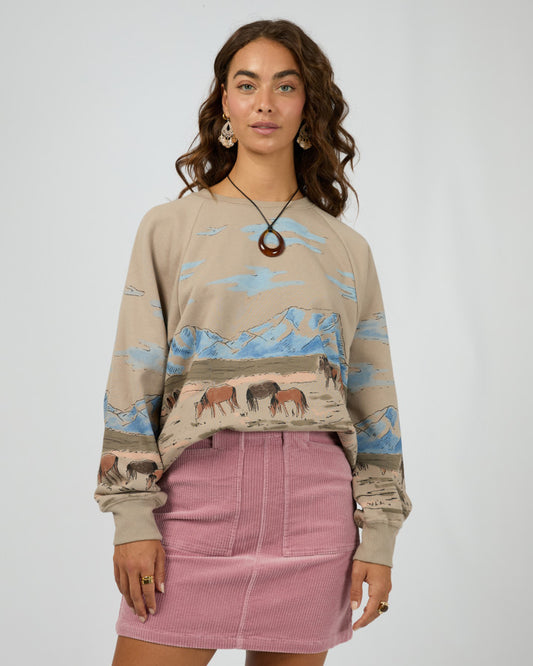 Wild Horses Box Raglan Crew