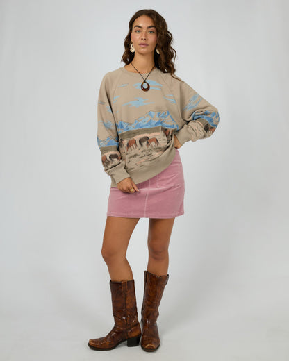 Wild Horses Box Raglan Crew