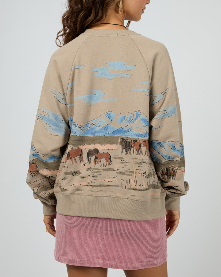Wild Horses Box Raglan Crew