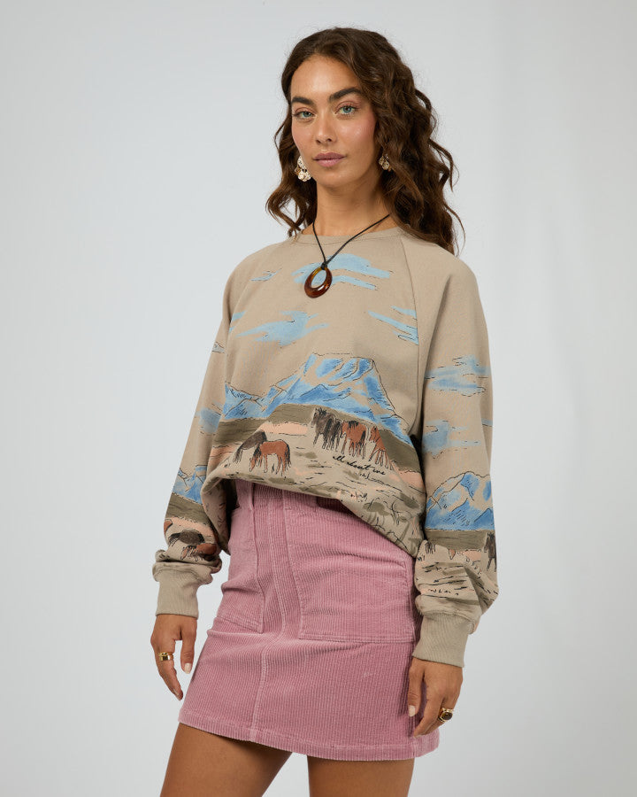 Wild Horses Box Raglan Crew