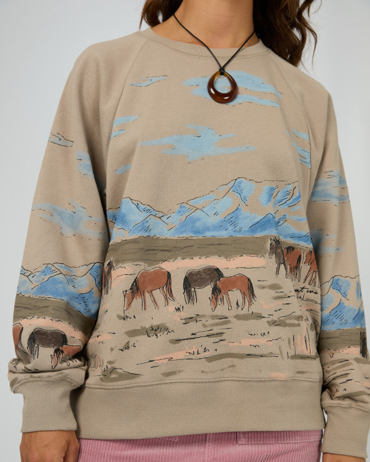 Wild Horses Box Raglan Crew