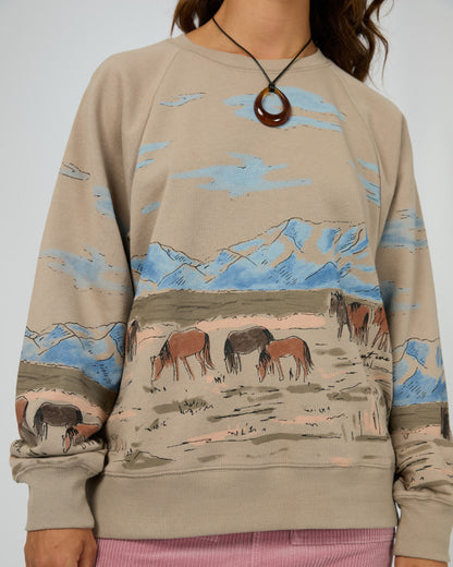 Wild Horses Box Raglan Crew