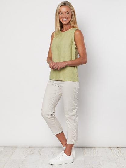 Stretch Twill Cropped Pant - Natural