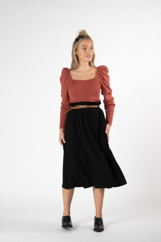 Millay Paperbag Skirt Black | Lyn Rose Boutique