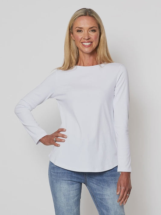 Long Sleeve Crew Neck Tee - White