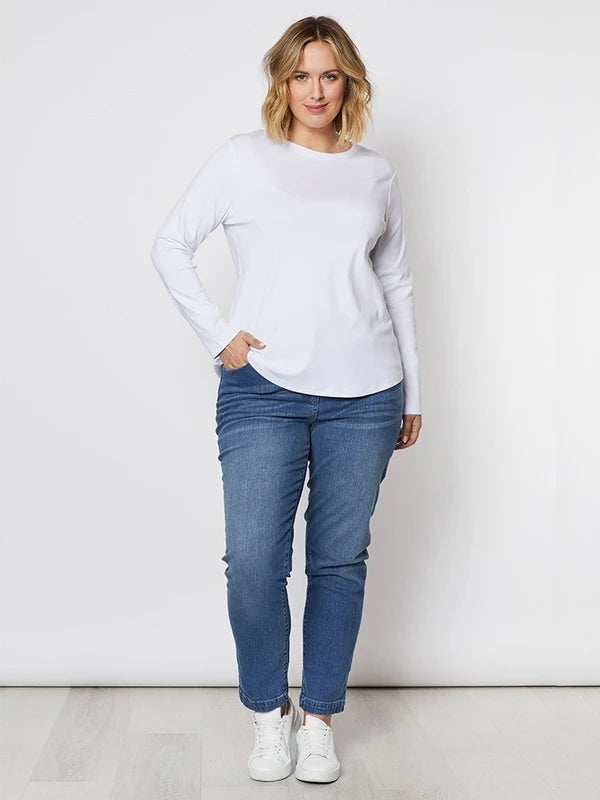 Long Sleeve Crew Neck Tee - White
